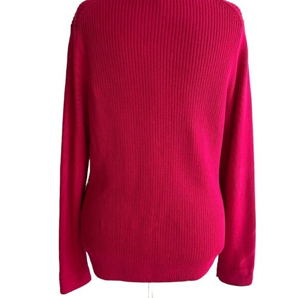 Lands End Cotton Cardigan Sweater Size Large P 14/16 Pink - Picture 3 of 6